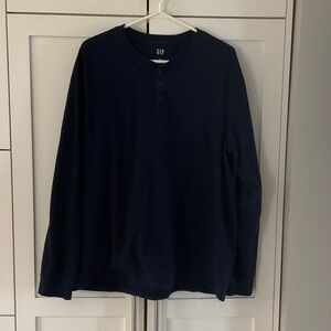 GAP Men's Dark Blue Long Sleeve Henley
